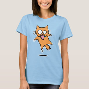 Scared cat tabby orange jump surprised nervous fun T-Shirt