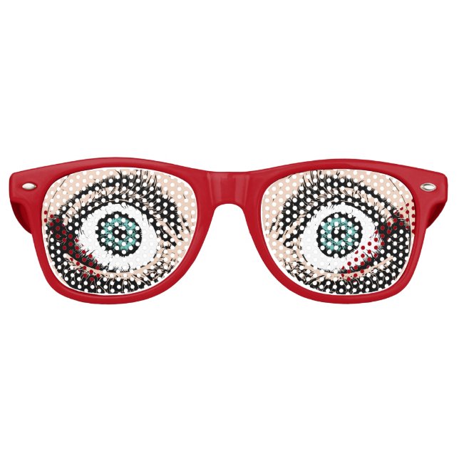"Scared Eyes" Light Skin and Eyes Customisable  Retro Sunglasses (Front)