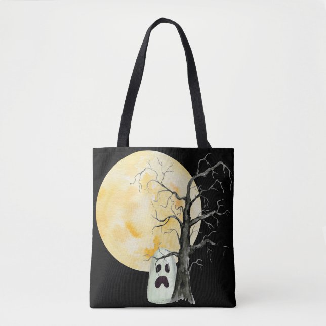 Scared Ghost Trick or Treat Tote Bag (Front)