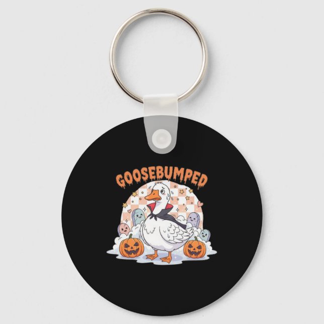 Scared Goose Halloween Cartoon  Key Ring (Front)