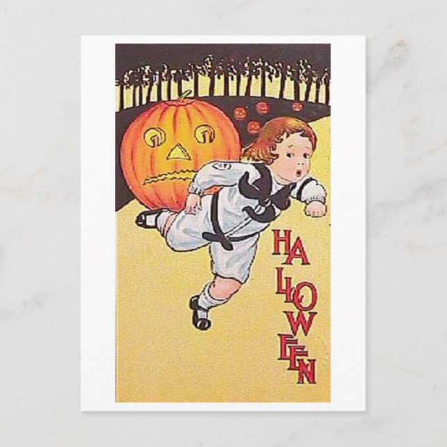 Scared Little Boy Halloween Card (Front)