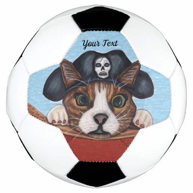 Scared Looking Cat in Pirate Hat Hanging on Boat Football (Front)
