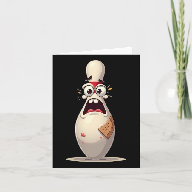 Scared Pin Funny Bowling Lover Bowlers Graphic For Card (Front)