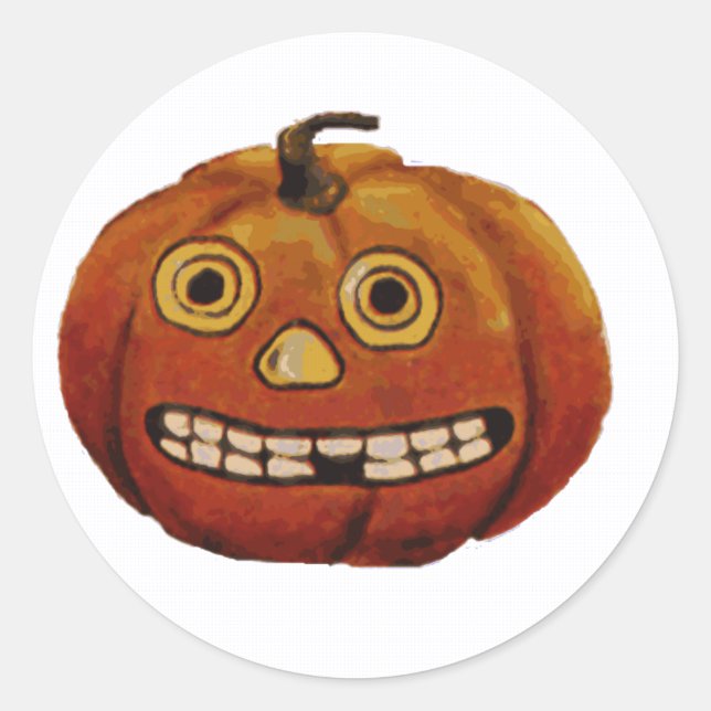 Scared Pumpkin Classic Round Sticker (Front)