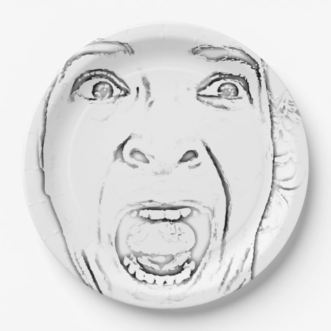 Scared Screaming Face Hilarious Paper Plate (Front)