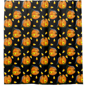 Scared Silly Pumpkin & Candy Corn Shower Curtain
