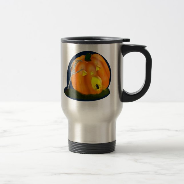 Scared Silly Pumpkin Travel Mug (Right)