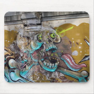 Scared Skull Graffiti Mouse Mat