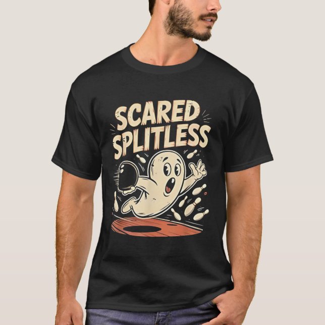Scared Splitless Bowling Halloween Fun Design T-Shirt (Front)