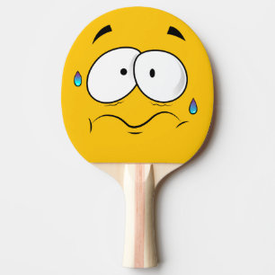 Scared Yellow Emoji Ping Pong Paddle