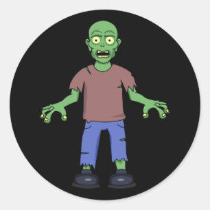 Scared Zombie Classic Round Sticker