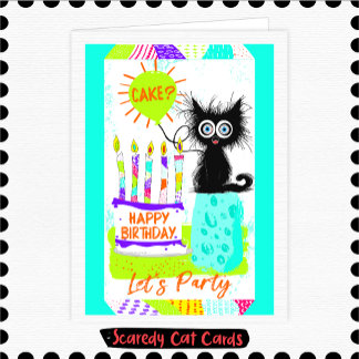 Scaredy Cat "Cake & Candles" Birthday Card