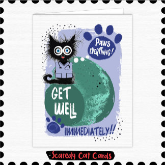 Scaredy Cat Get Well Card
