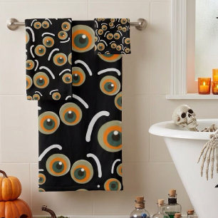 Scaredy Cat Halloween Boo Eyes Bat Bath Towel Set