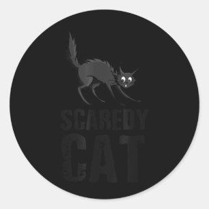 Scaredy Cat Halloween Shirt With Black Cat Classic Round Sticker
