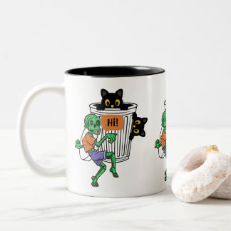 Scaredy Cat Halloween Two-Tone Coffee Mug
