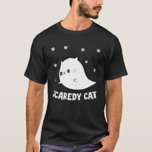 Scaredy Cat Spooky Ghost Kitten Kitty Cat Hallowee T-Shirt