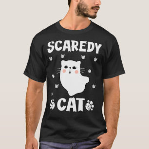 Scaredy Cat Spooky Ghost Kitten Kitty Cat Hallowee T-Shirt