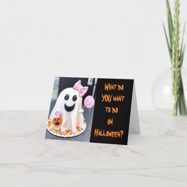 SCAREY YET CUTE AND FUNNY GHOST FOR YOU CARD (Front)