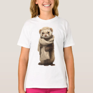 Scarf Wrapped Ferret Kids T-Shirt