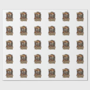 Scarier Than Books Overdue Fees Skeletons Pumpkins Wrapping Paper