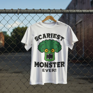 Scariest Broccoli Monster Funny Halloween Design T-Shirt