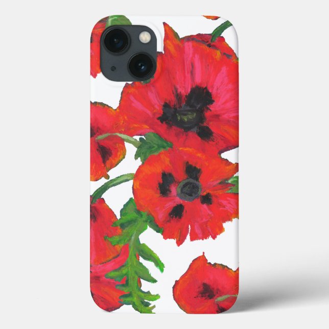 Scarlet and Black Oriental Poppies on White Case-Mate iPhone Case (Back)
