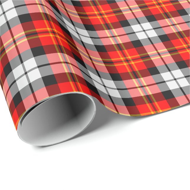 Scarlet and Black Sporty Plaid Wrapping Paper (Roll Corner)