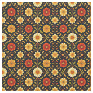 Scarlet and Cream Floral Fabric