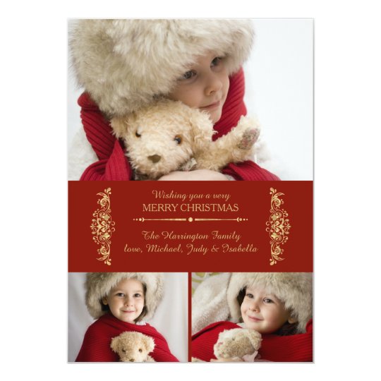 Scarlet and Gold Holiday Photo Card