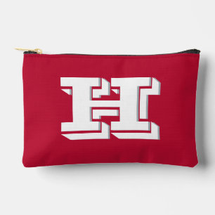Scarlet and Gray Collegiate Color Style Monogram Accessory Pouch
