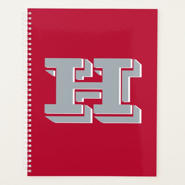 Scarlet and Gray School Pride Color Style Monogram Planner (Front)