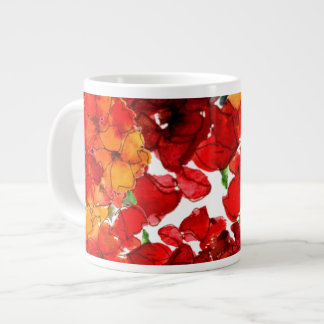 Scarlet and Orange Watercolor Wallflowers on White Large Coffee Mug