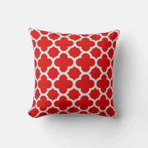 Scarlet and White Quatrefoil Pattern Decorator Pil Cushion