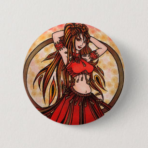 Scarlet belly dancer 6 cm round badge