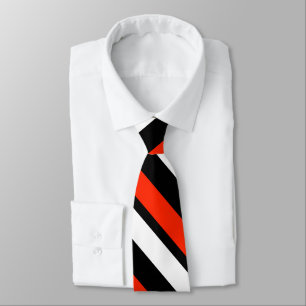 Scarlet Black and White Diagonally-Striped Tie