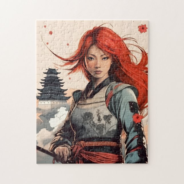 Scarlet Blossom Samurai Jigsaw Puzzle (Vertical)