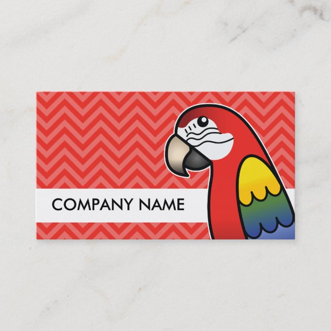 Scarlet Cartoon Macaw Parrot Bird Business Card (Front)
