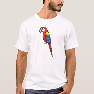 Scarlet Cartoon Macaw Parrot Bird T-Shirt