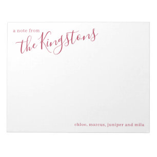Scarlet Family Name Script Notepad