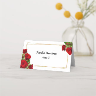 Scarlet Floral Spanish Reception Seatting Charts Place Card