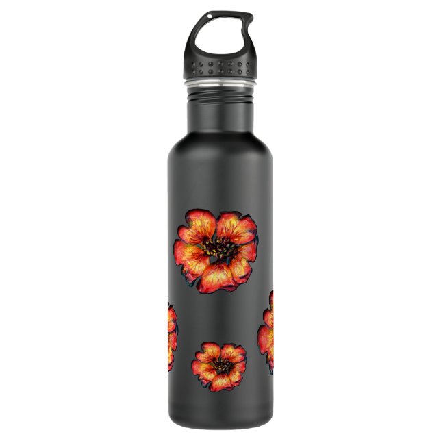 Scarlet Flowers 710 Ml Water Bottle (Front)