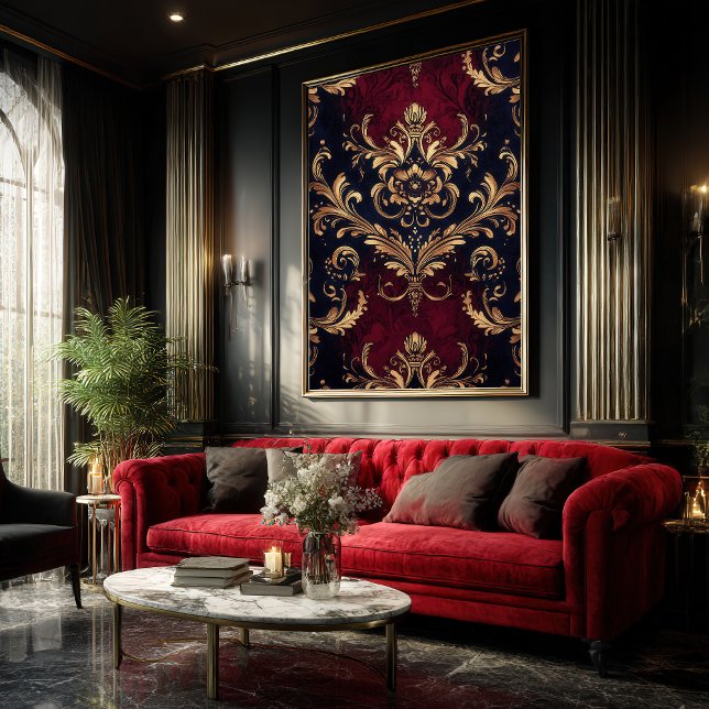 Scarlet & Gold Baroque Floral Poster (Creator Uploaded)