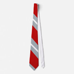 Scarlet, Grey, and White Diagonal-Striped Tie