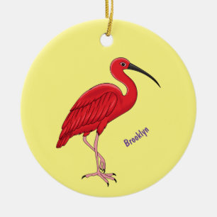 Scarlet ibis bird cartoon illustration ceramic tree decoration