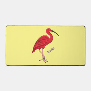 Scarlet ibis bird cartoon illustration desk mat