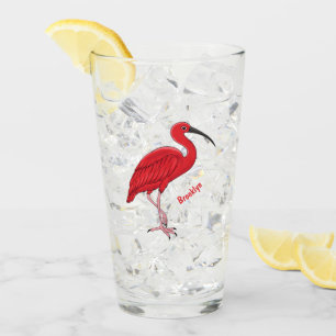 Scarlet ibis bird cartoon illustration glass
