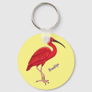 Scarlet ibis bird cartoon illustration  key ring