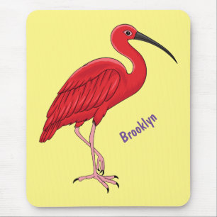 Scarlet ibis bird cartoon illustration mouse mat