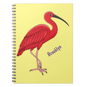 Scarlet ibis bird cartoon illustration notebook